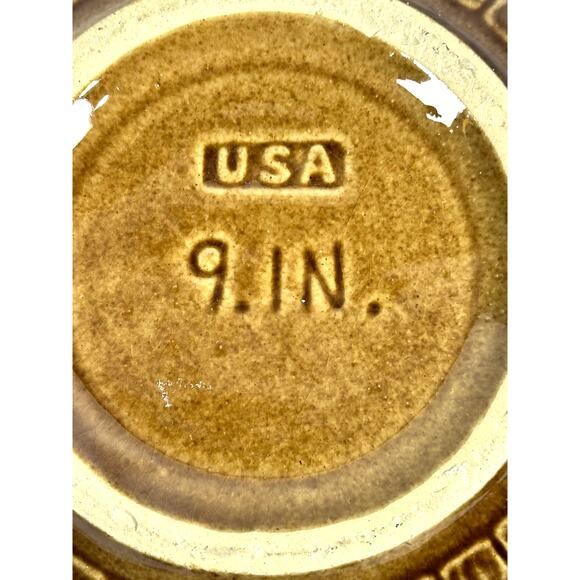 Mid 20th Century USA 9" Round Tureen Bowl Casserole w/Lid Brown Shingle Pattern - Picture 9 of 9